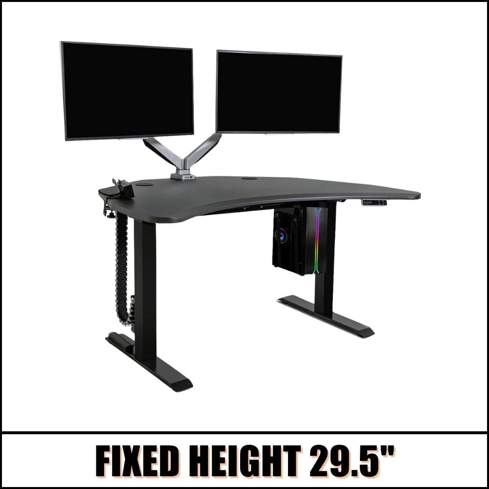 pc battlestation desk fixed height 2 screens