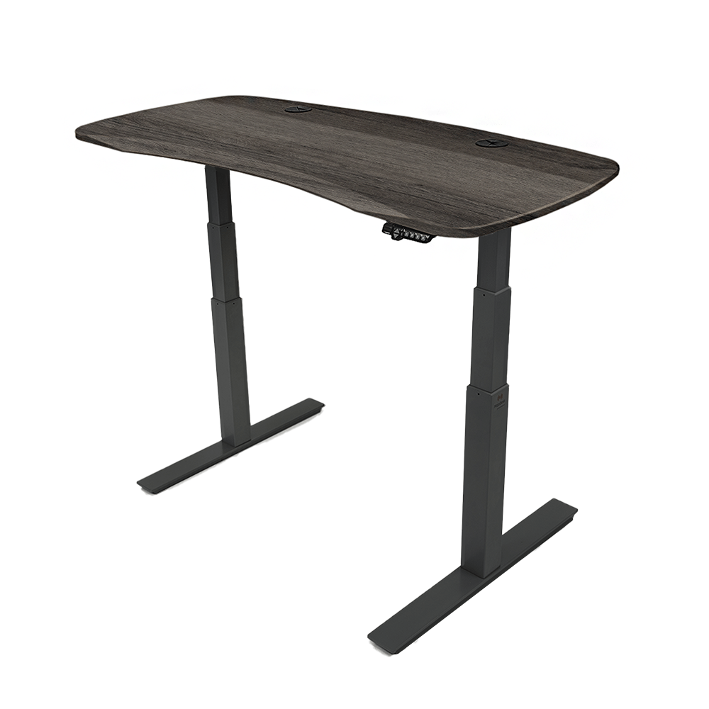 MojoDesk Organic Curve (CF) Non Epicor Mojo Organic Curve Weathered Oak / Black Base / 54x30