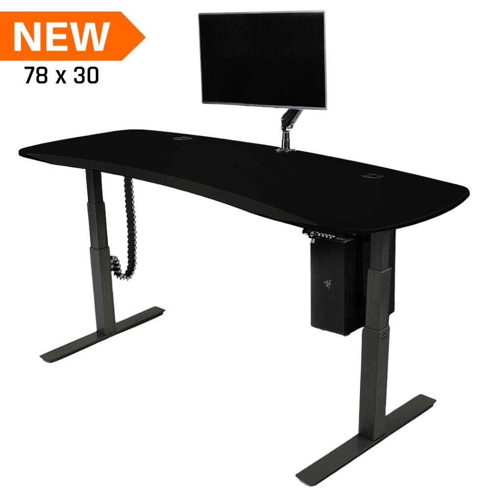 Mojo Gamer Pro BUNDLE: Standing Gaming Desk + 5 Accessories Non Epicor Gaming Desk Matte Lux Black / 78x30 / Black Base