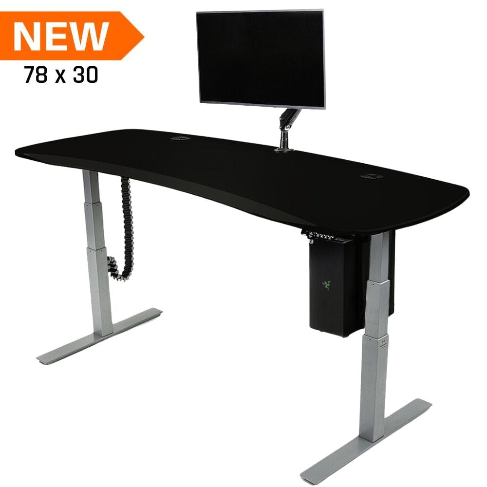 Mojo Gamer Pro BUNDLE: Standing Gaming Desk + 5 Accessories Non Epicor Gaming Desk Matte Lux Black / 78x30 / Gray Base