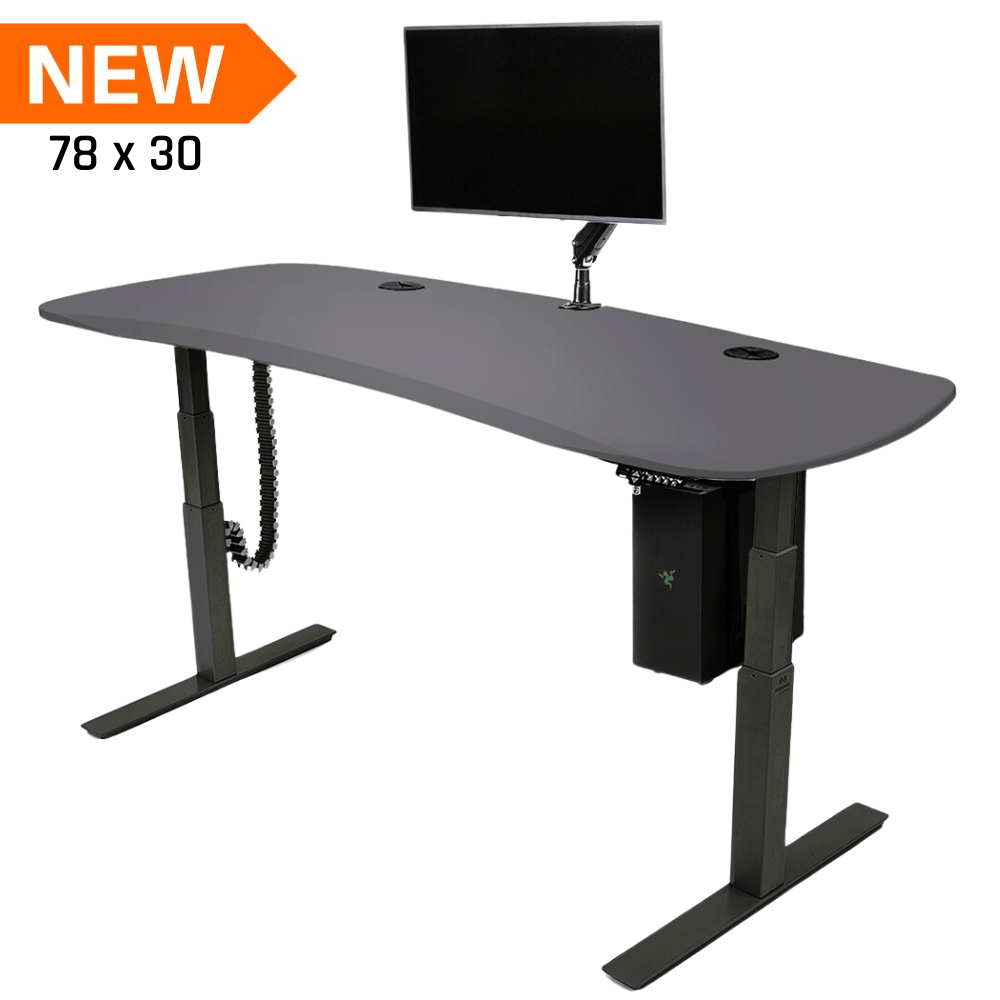 Mojo Gamer Pro BUNDLE: Standing Gaming Desk + 5 Accessories Non Epicor Gaming Desk Matte Lux Charcoal / 78x30 / Black Base
