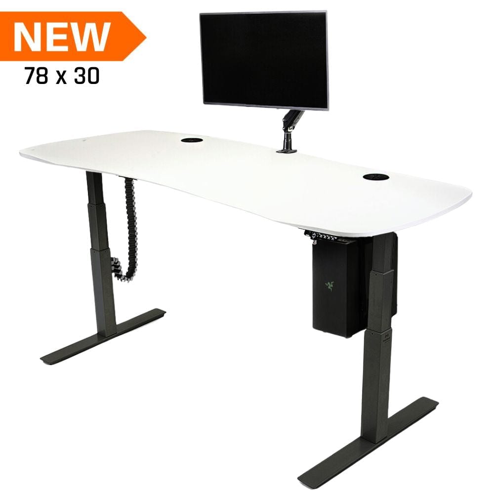 Mojo Gamer Pro BUNDLE: Standing Gaming Desk + 5 Accessories Non Epicor Gaming Desk Classic White / 78x30 / Black Base