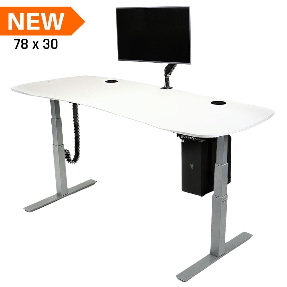 Mojo Gamer Pro BUNDLE: Standing Gaming Desk + 5 Accessories Non Epicor Gaming Desk Classic White / 78x30 / Gray Base