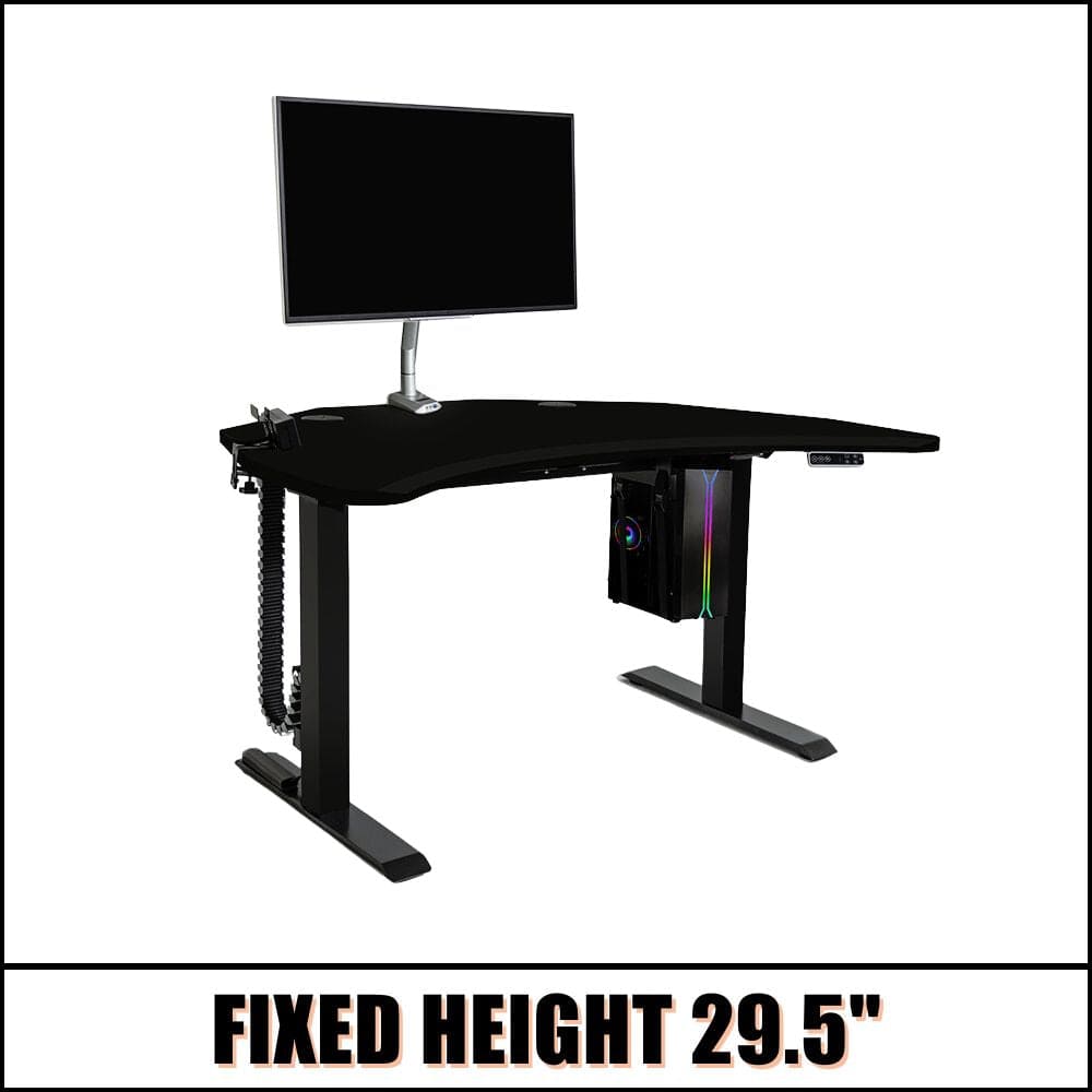 PC Battlestation BUNDLE: Corner Gaming Desk + 5 Accessories MojoDesk Gaming Desk Matte Lux Black / 1 Arm / Fixed Height