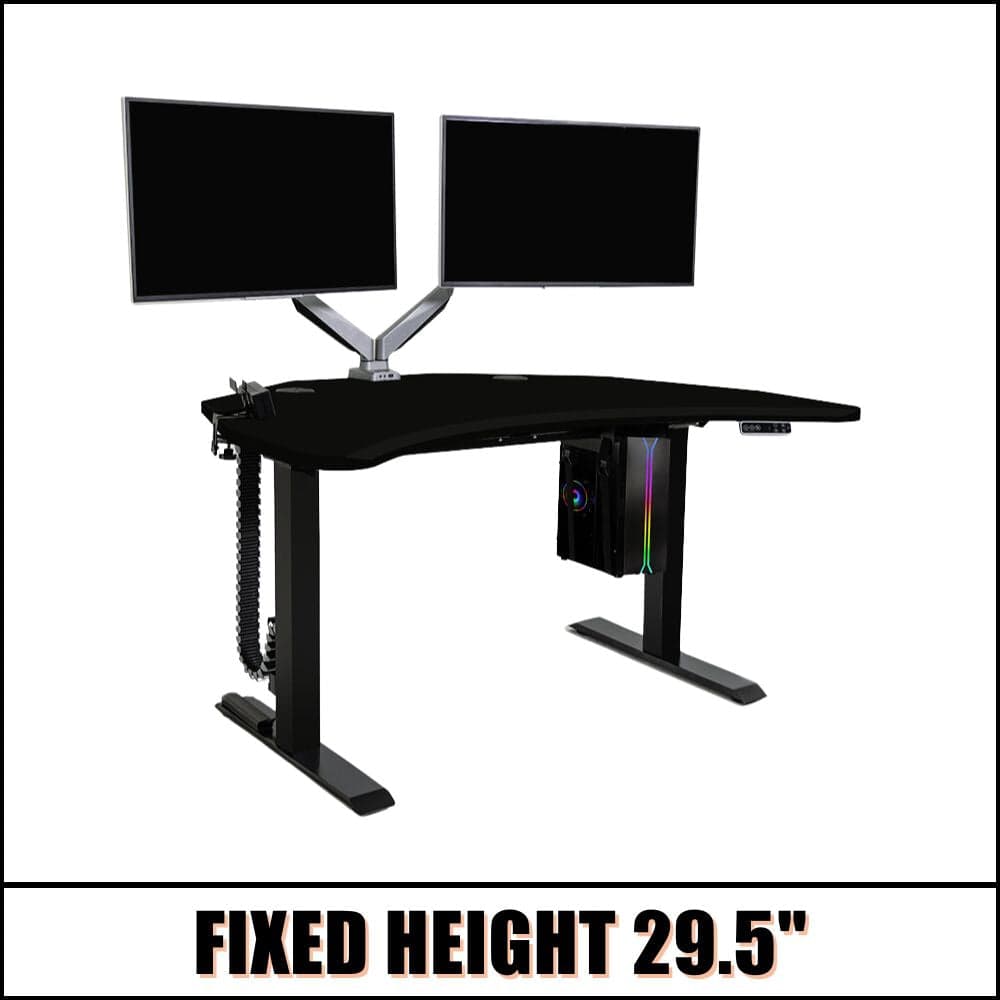 PC Battlestation BUNDLE: Corner Gaming Desk + 5 Accessories MojoDesk Gaming Desk Matte Lux Black / Dual Arm / Fixed Height