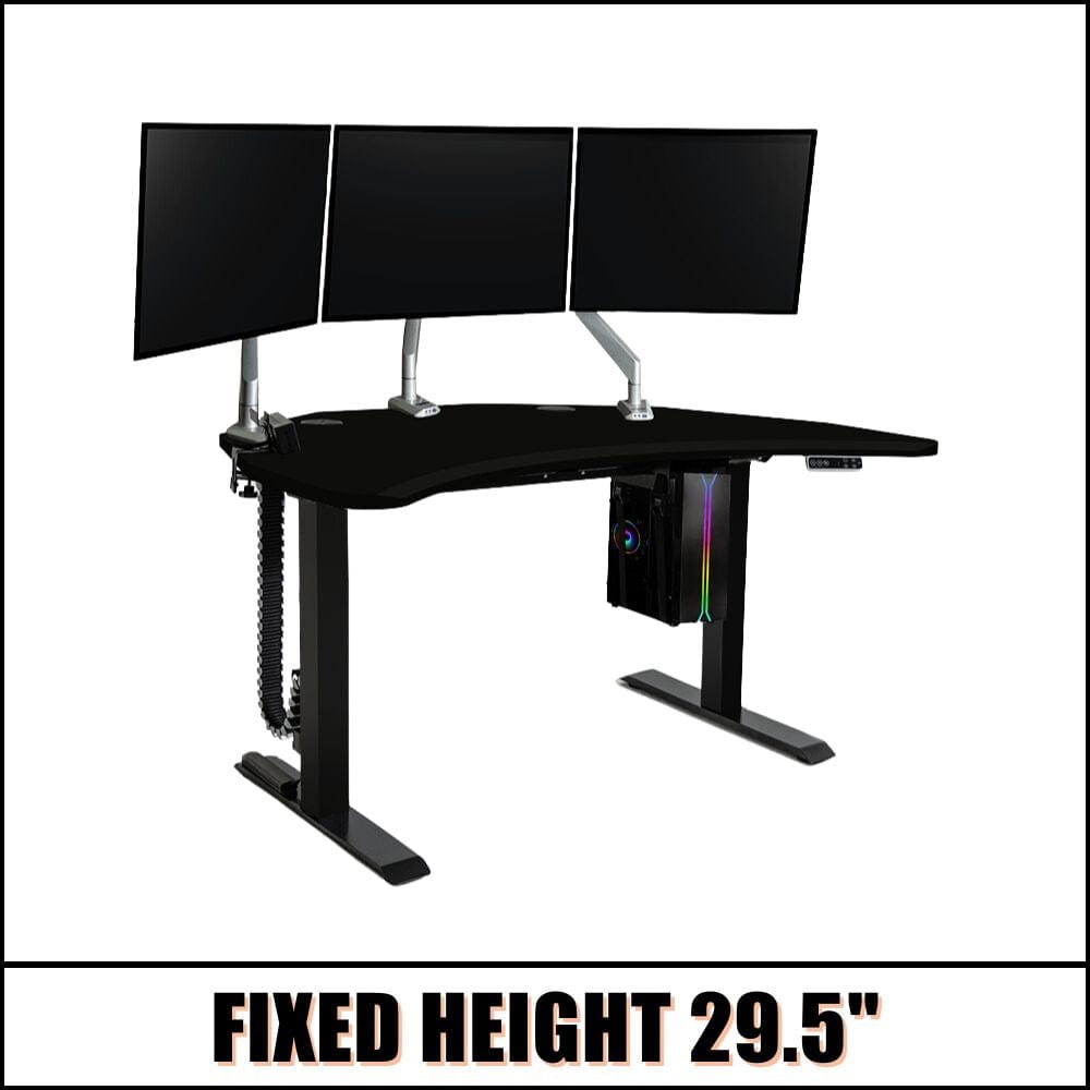 PC Battlestation BUNDLE: Corner Gaming Desk + 5 Accessories MojoDesk Gaming Desk Matte Lux Black / 3 Arms / Fixed Height