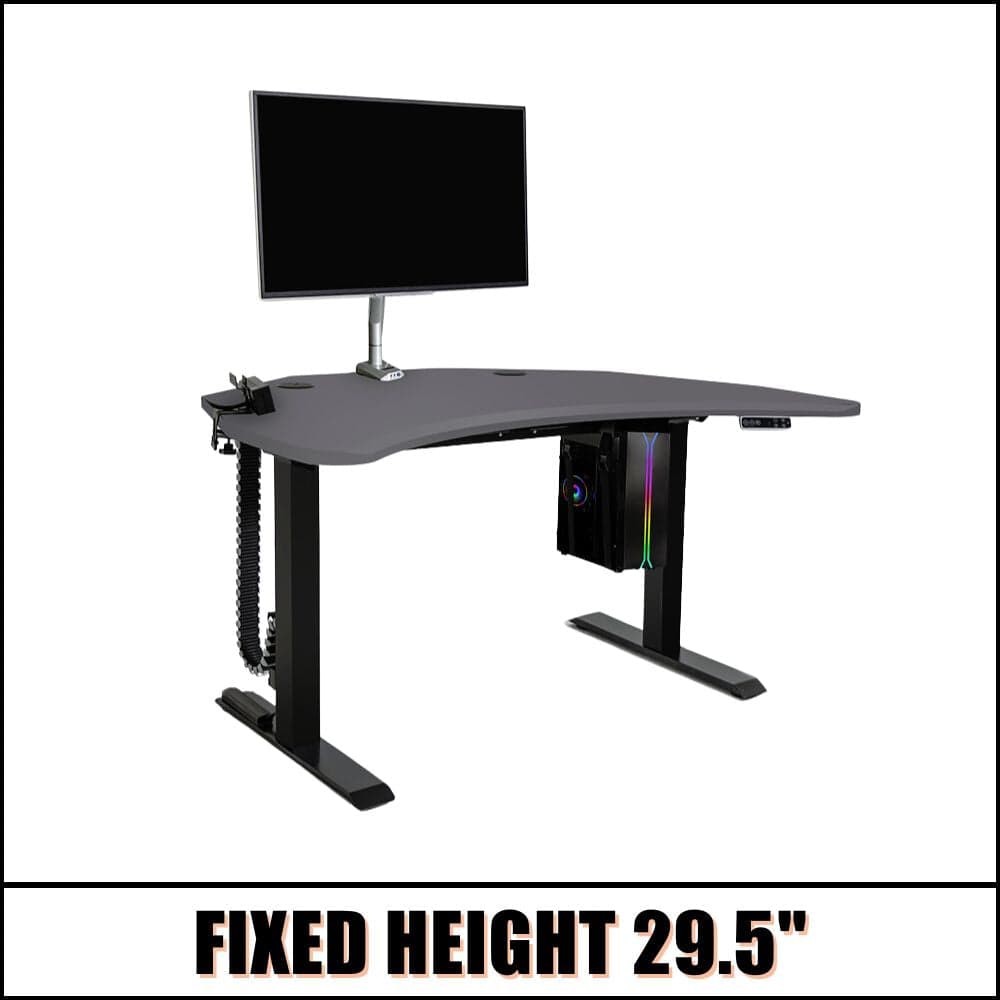 PC Battlestation BUNDLE: Corner Gaming Desk + 5 Accessories MojoDesk Gaming Desk Matte Lux Charcoal / 1 Arm / Fixed Height