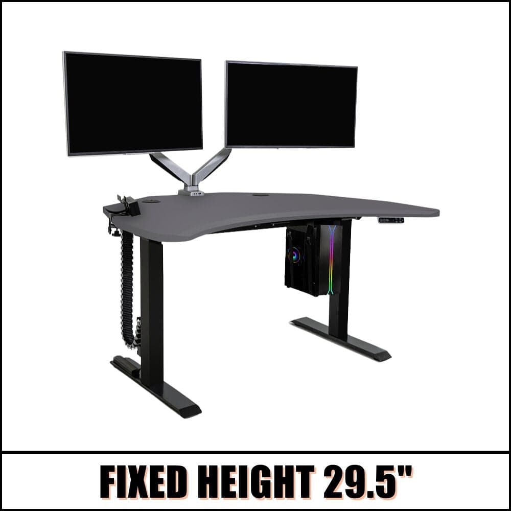 PC Battlestation BUNDLE: Corner Gaming Desk + 5 Accessories MojoDesk Gaming Desk Matte Lux Charcoal / Dual Arm / Fixed Height