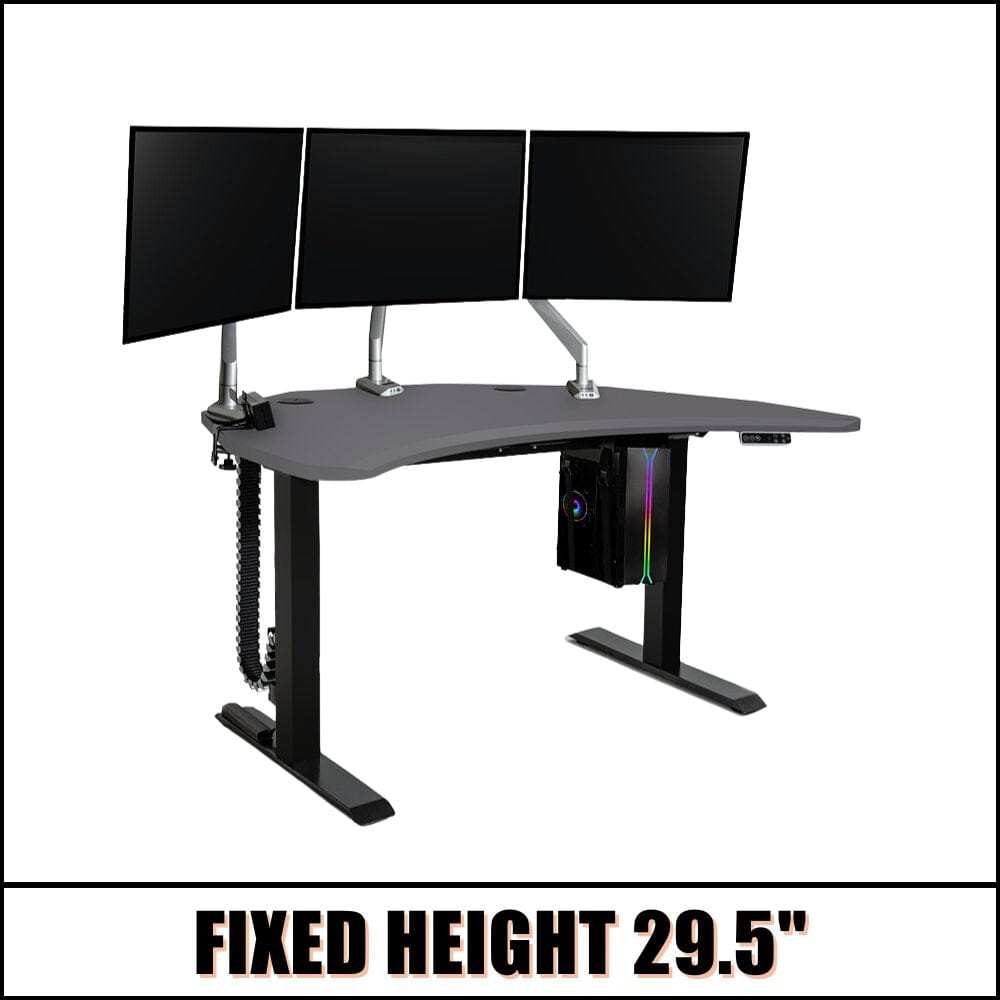 PC Battlestation BUNDLE: Corner Gaming Desk + 5 Accessories MojoDesk Gaming Desk Matte Lux Charcoal / 3 Arms / Fixed Height