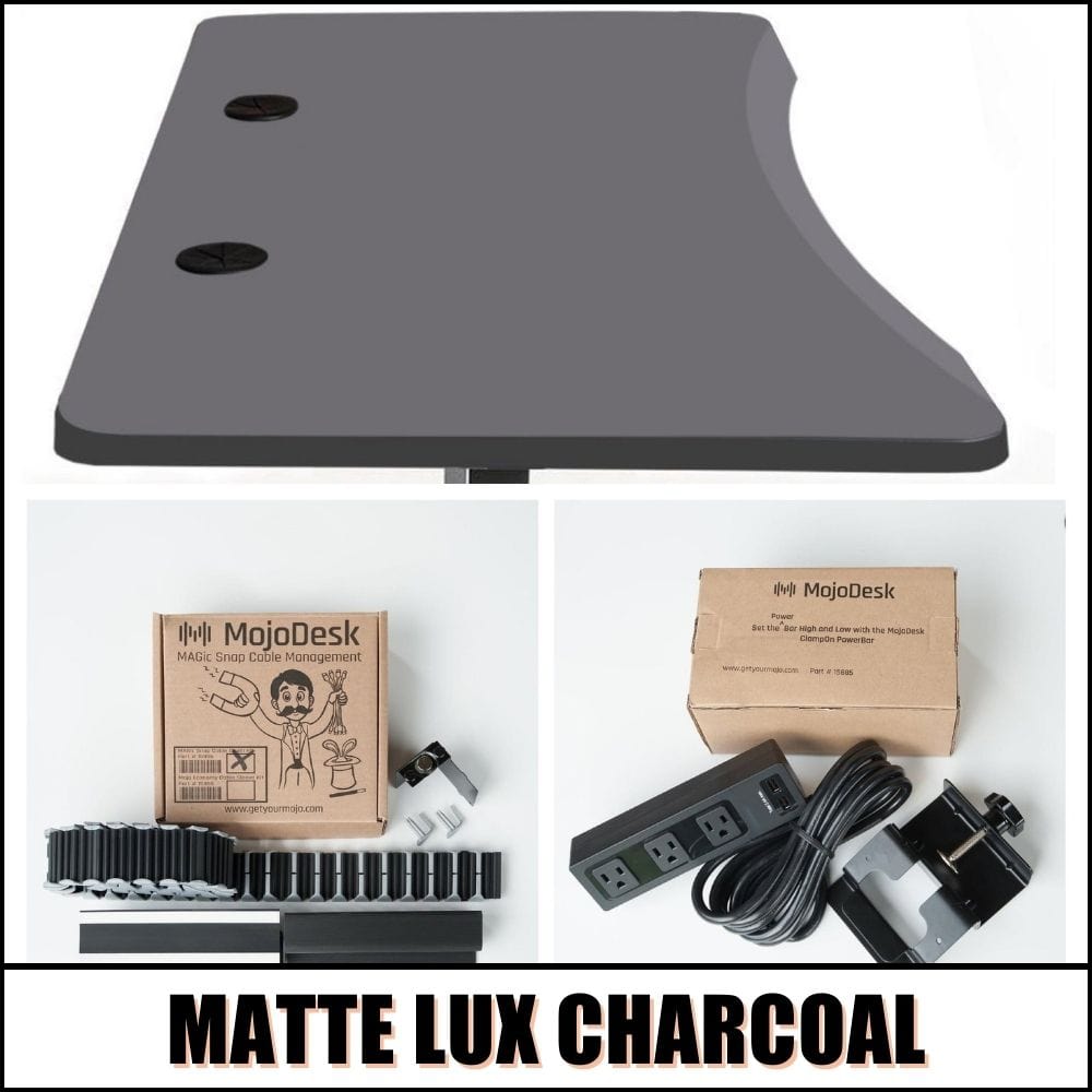 MojoDesk Bundle: Desk + 2 Accessories - Matte Lux Charcoal Non Epicor Standing Desk Bundle