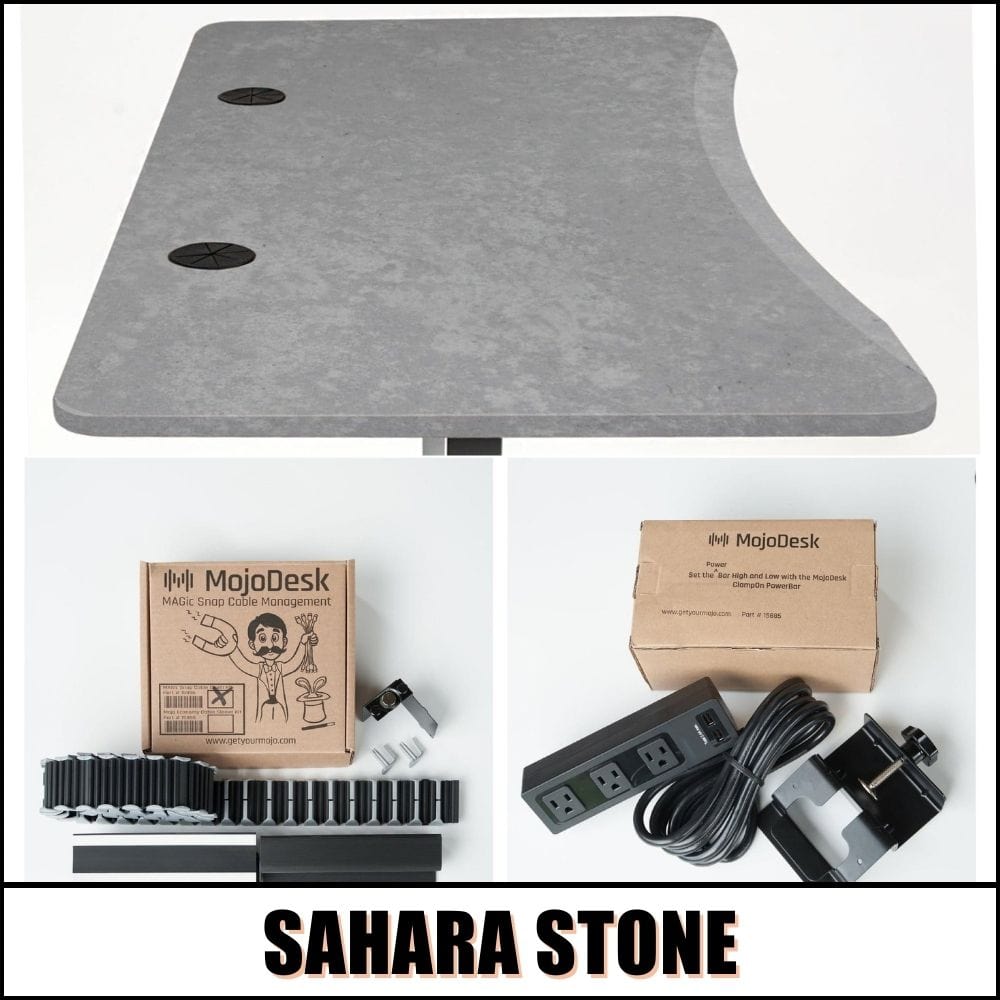 MojoDesk Bundle: Desk + 2 Accessories - Sahara Stone Non Epicor Standing Desk Bundle