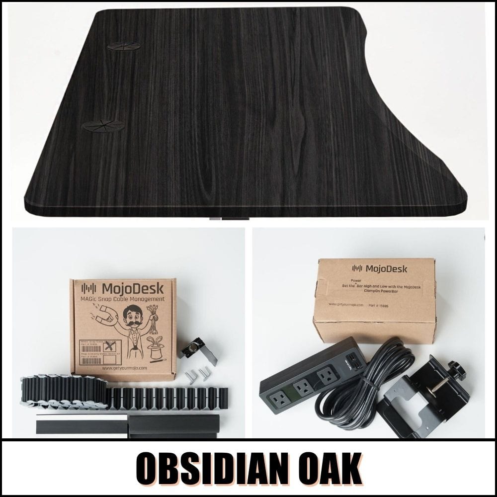 MojoDesk Bundle: Desk + 2 Accessories - Obsidian Oak Non Epicor Standing Desk Bundle