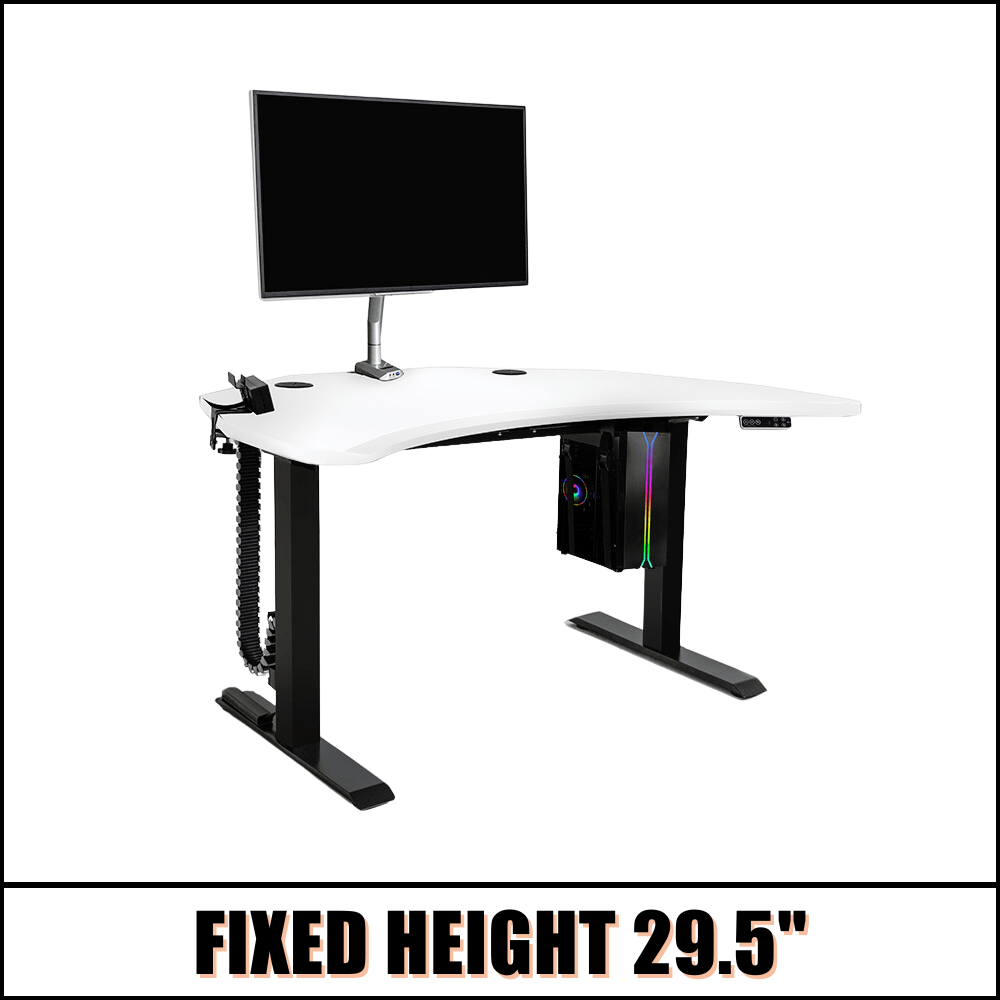 PC Battlestation BUNDLE: Corner Gaming Desk + 5 Accessories MojoDesk Gaming Desk Classic White / 1 Arm / Fixed Height