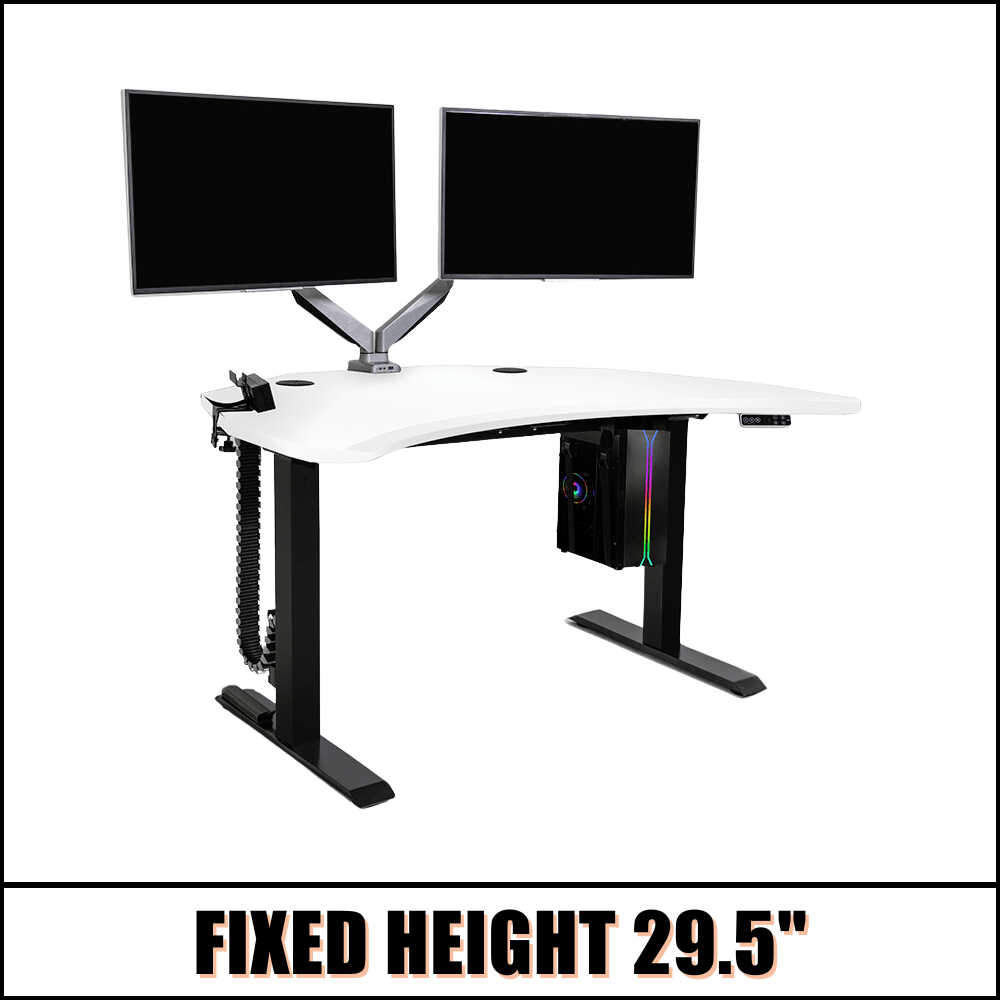 PC Battlestation BUNDLE: Corner Gaming Desk + 5 Accessories MojoDesk Gaming Desk Classic White / Dual Arm / Fixed Height