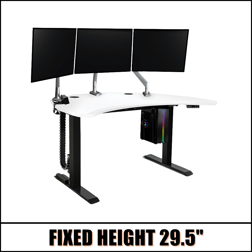 PC Battlestation BUNDLE: Corner Gaming Desk + 5 Accessories MojoDesk Gaming Desk Classic White / 3 Arms / Fixed Height