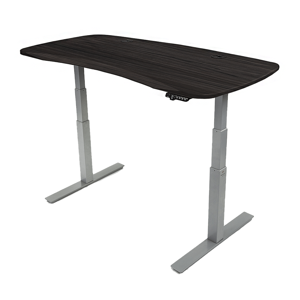 MojoDesk Organic Curve (CF) Non Epicor Mojo Organic Curve Obsidian Oak / Gray Base / 66x30