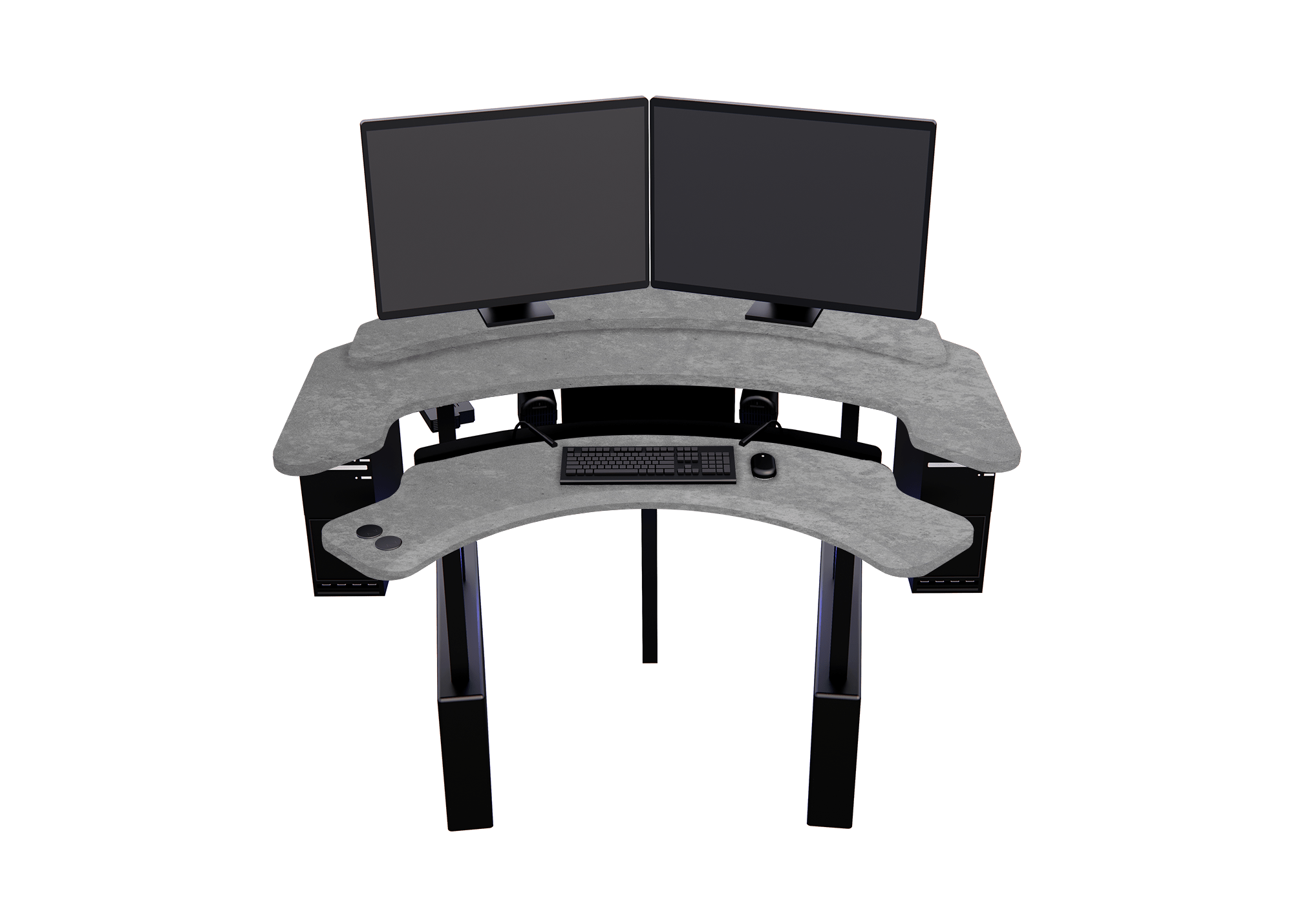 XM6-CURVED: Imaging Desk - Dual-Surface, RollerPlatform (No Arc) MojoDesk 72x72 / Sahara Stone