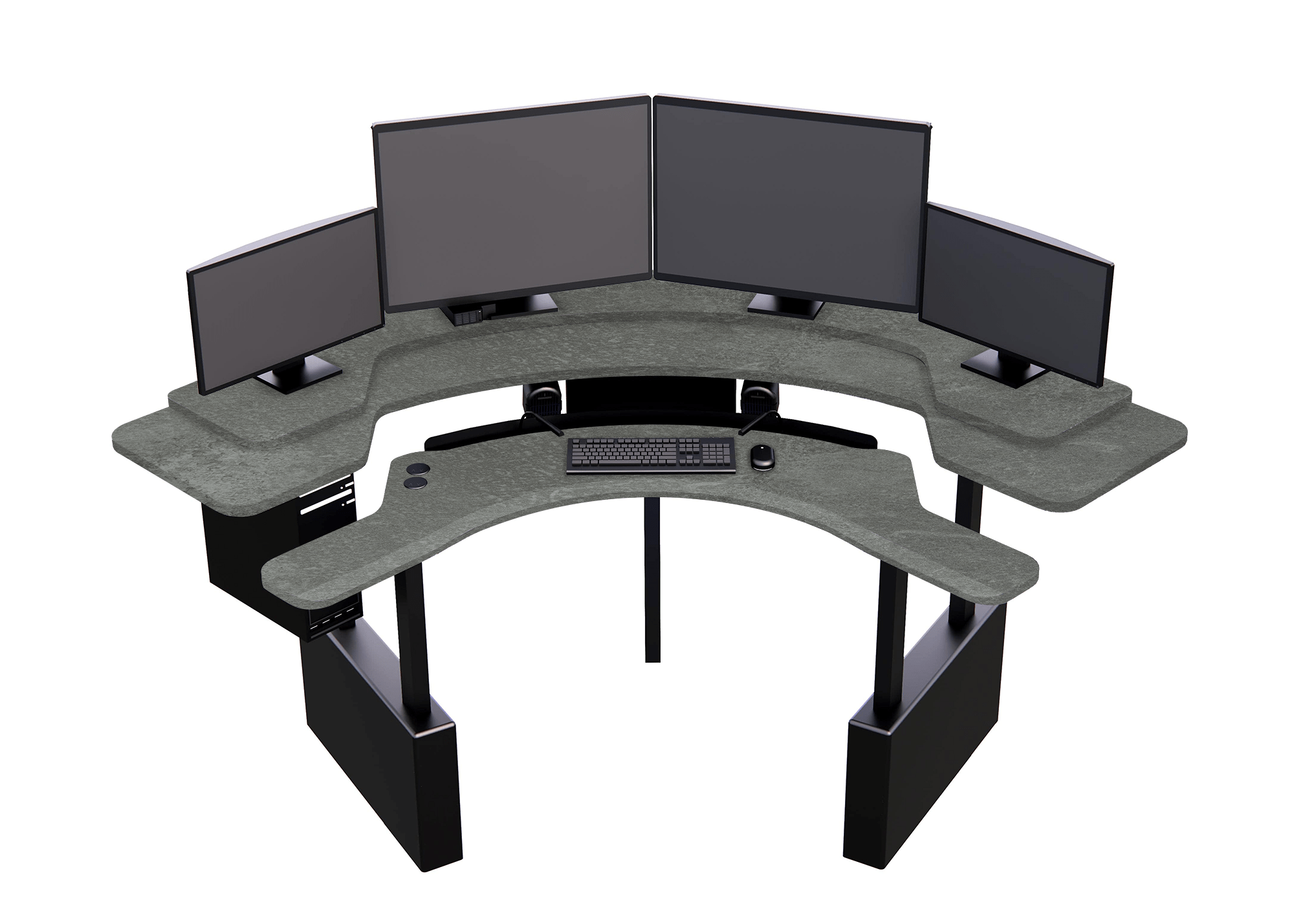 XM6-CURVED: Imaging Desk - Dual-Surface, RollerPlatform (No Arc) MojoDesk 84x84 / Rock Concrete