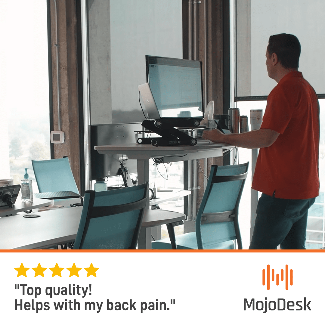 Standing Desk Review Image: "Top quality! Helps with my back pain"