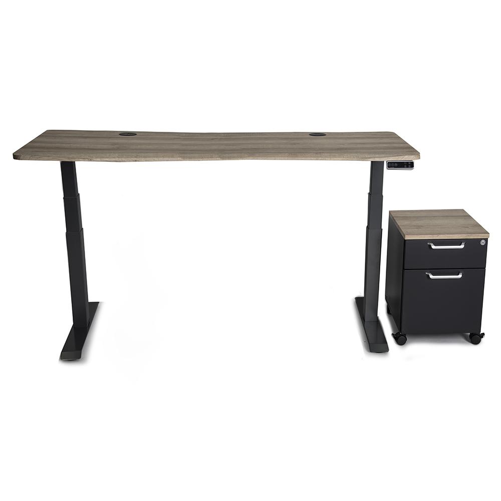 Mojo WorkSpace: Desk + Preassembled Mobile Cabinet Non Epicor Standing Desk Bundle American Oak / 69.5x28.75 / Black Base