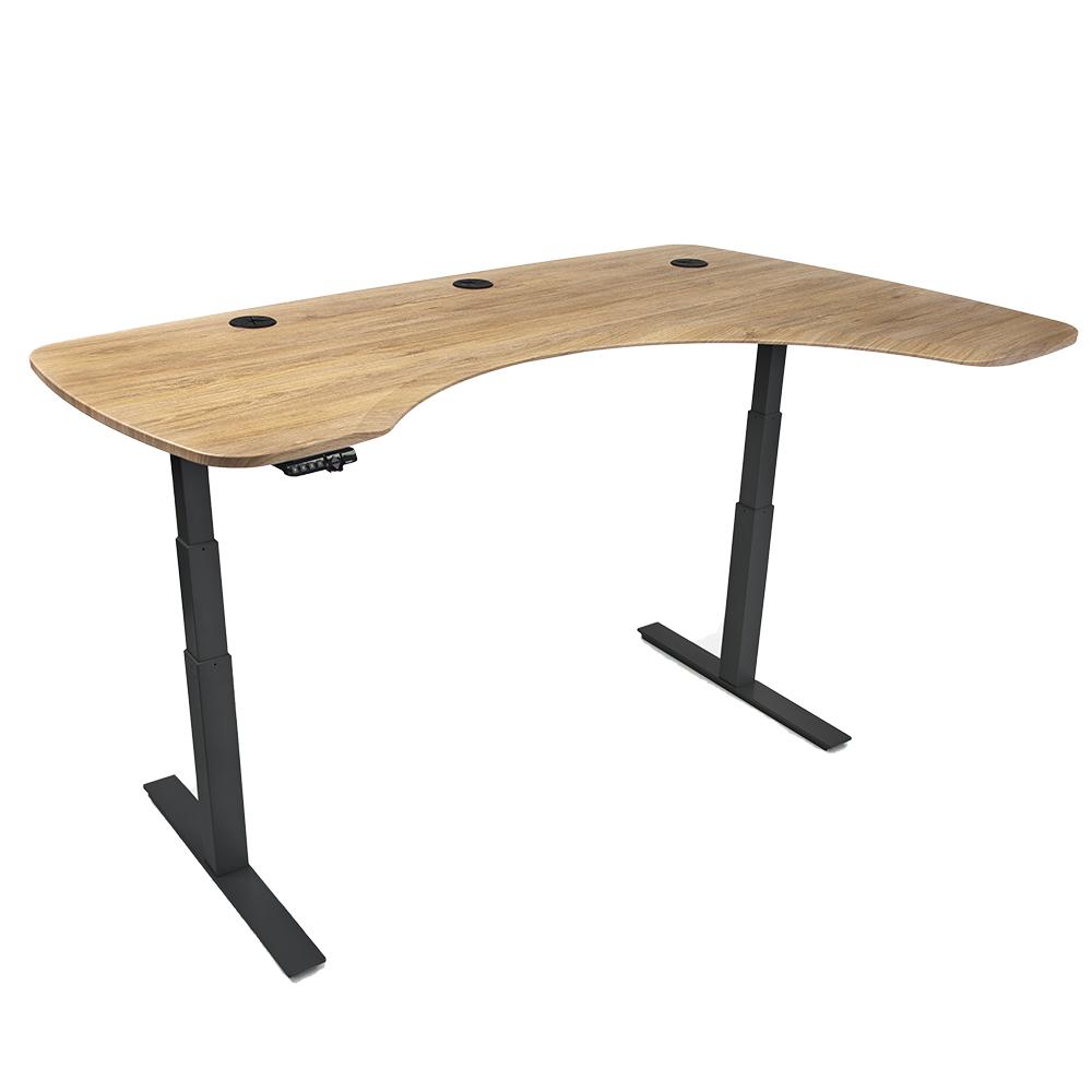 Mojo Executive Non Epicor Mojo Executive: L-Shape Corner American Oak / Black Base / Right Side 72x46