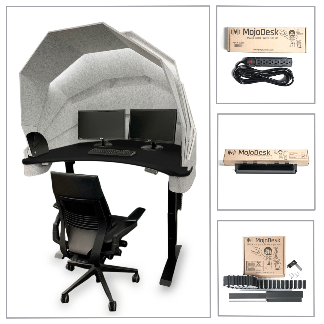 MojoDome: Desk + Soundproofing + 3 Accessories Non Epicor MojoDome Matte Lux Black / Black / Color: Heather