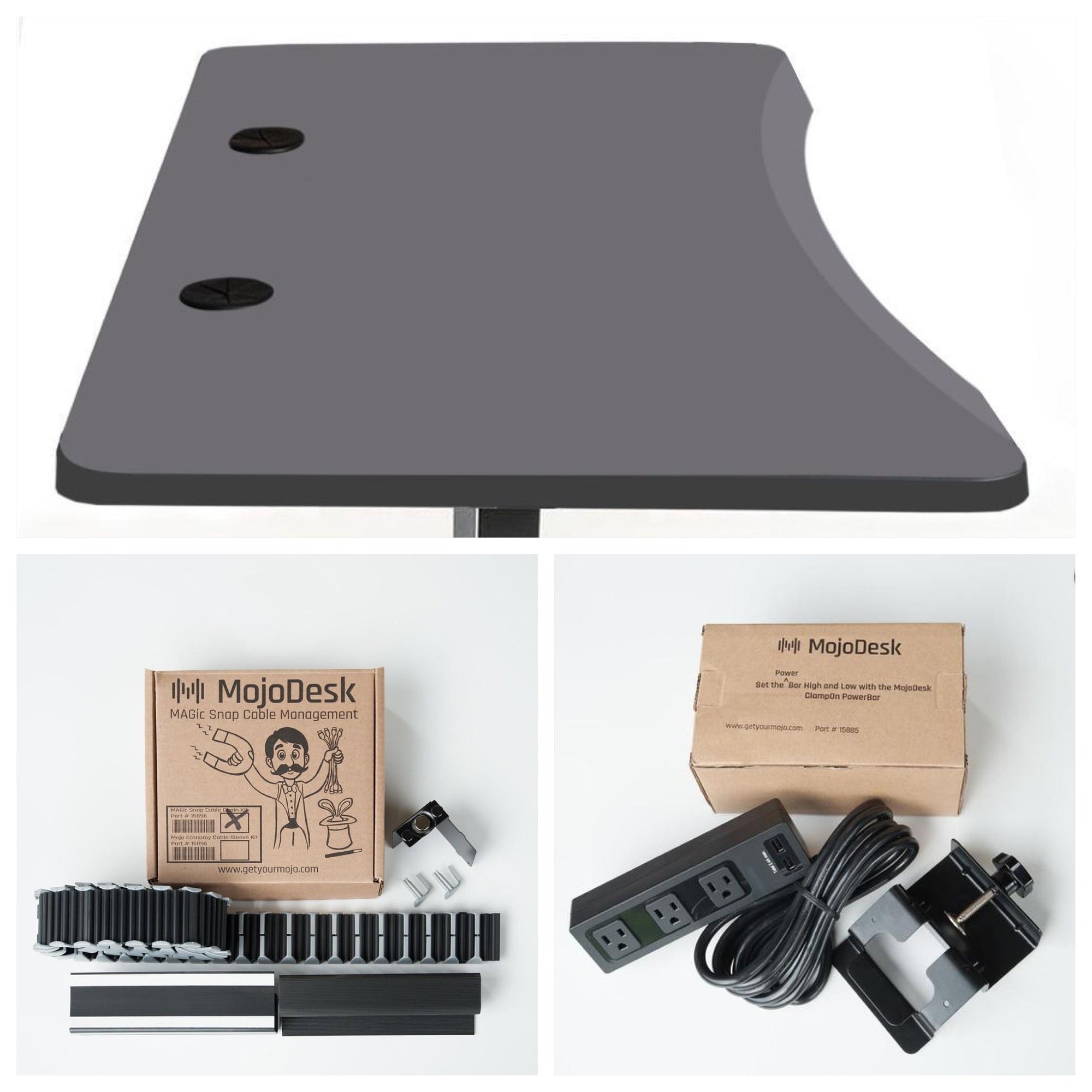 MojoDesk Bundle: Desk + 2 Accessories - Matte Lux Charcoal Non Epicor Standing Desk Bundle