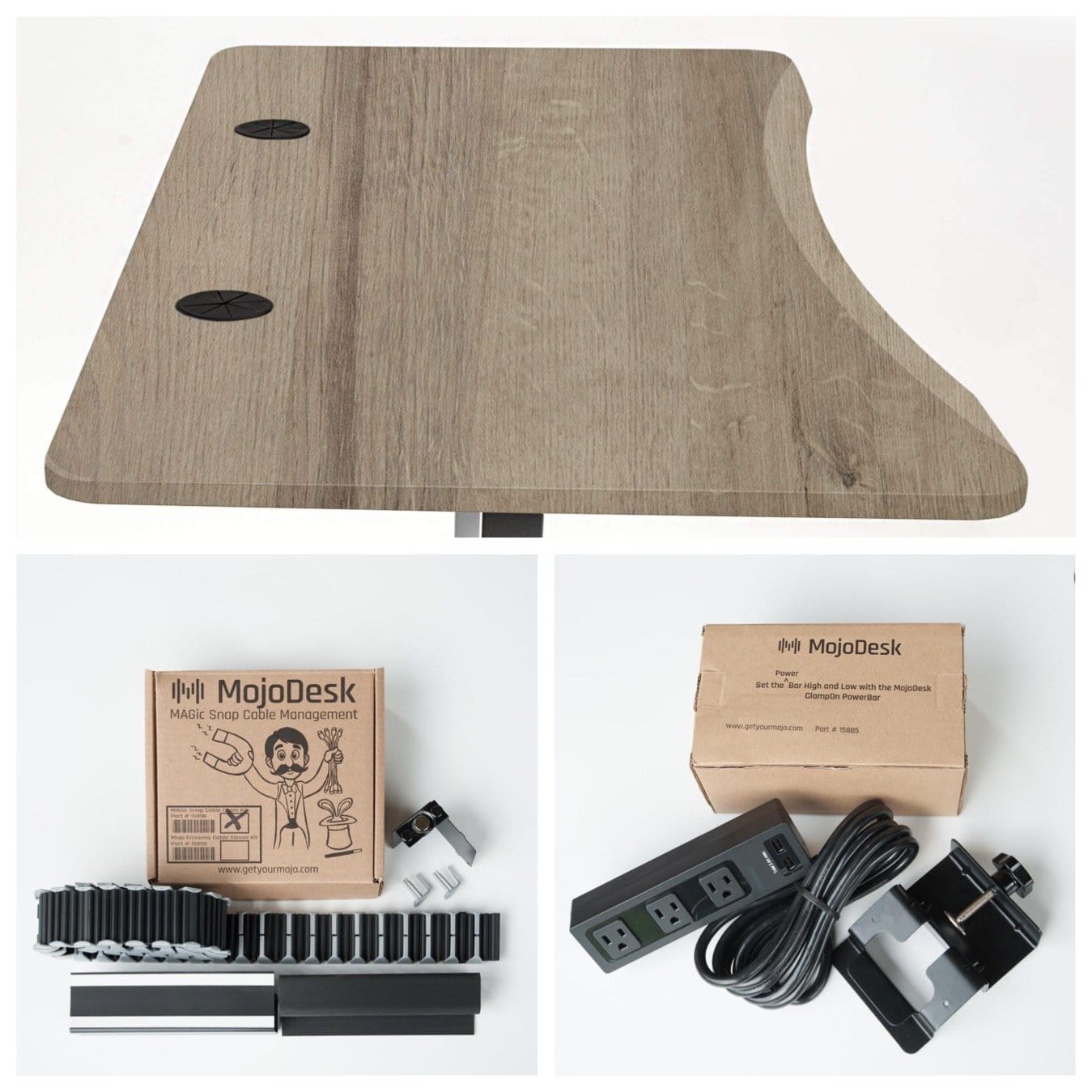 MojoDesk Bundle: Desk + 2 Accessories - American Oak Non Epicor Standing Desk Bundle
