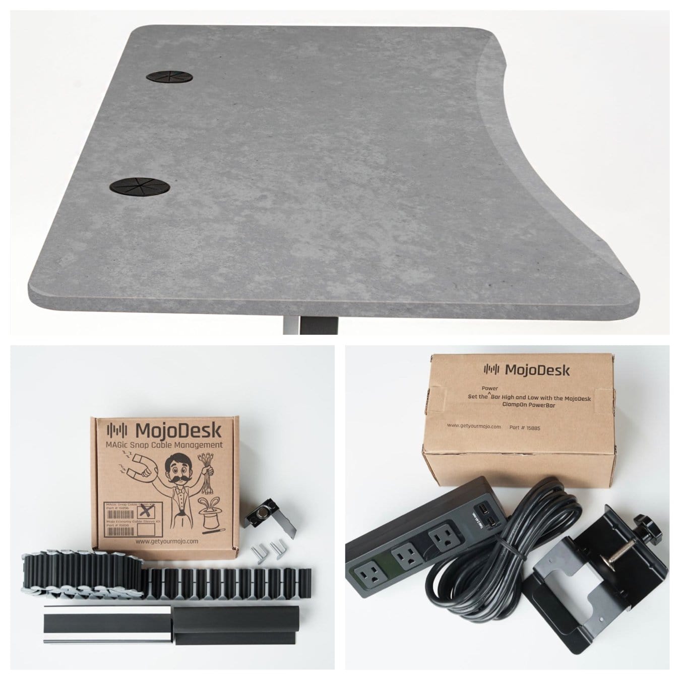 MojoDesk Bundle: Desk + 2 Accessories - Sahara Stone Non Epicor Standing Desk Bundle