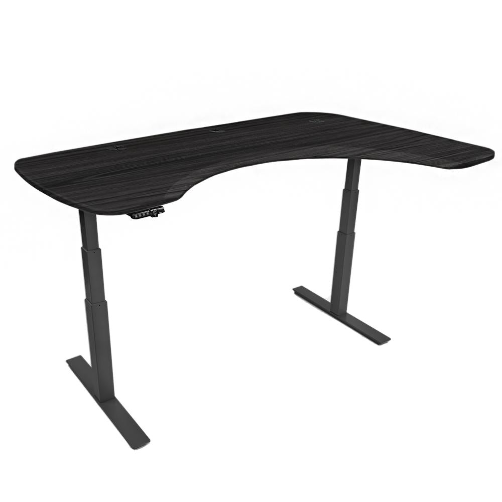 Mojo Executive Non Epicor Mojo Executive: L-Shape Corner Obsidian Oak / Black Base / Right Side 72x46