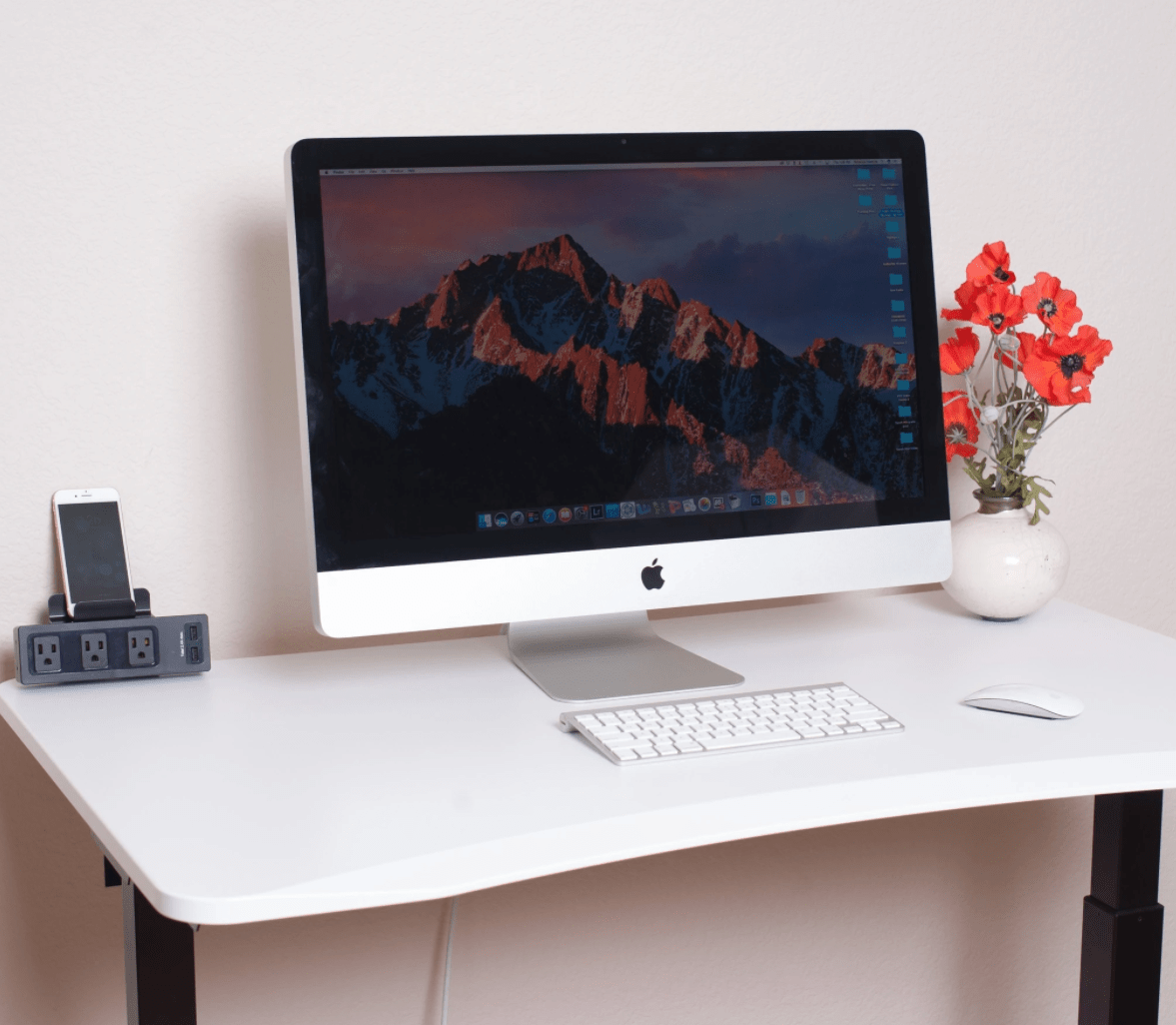 MojoDesk Bundle: Desk + 2 Accessories - Classic White Non Epicor Standing Desk Bundle