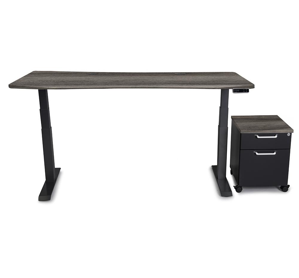 Mojo WorkSpace: Desk + Mobile Cabinet Non Epicor Weathered Oak / 72x30 / Black Base