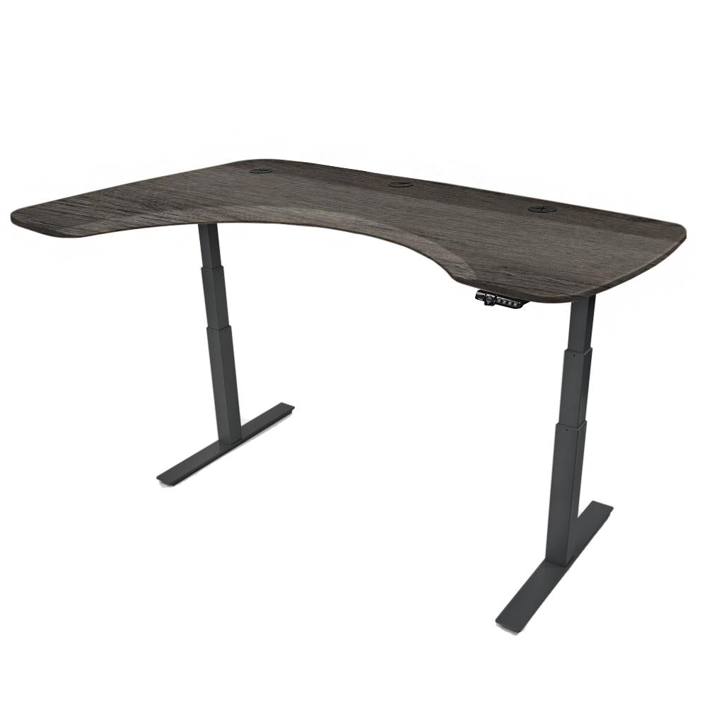 Mojo Executive Non Epicor Mojo Executive: L-Shape Corner Weathered Oak / Black Base / Left Side 72x46