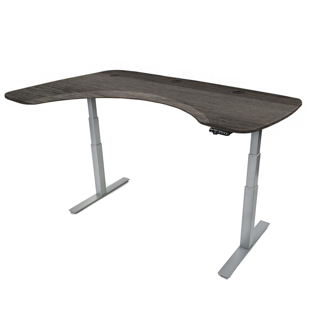 Mojo Executive Non Epicor Mojo Executive: L-Shape Corner Weathered Oak / Gray Base / Left Side 72x46