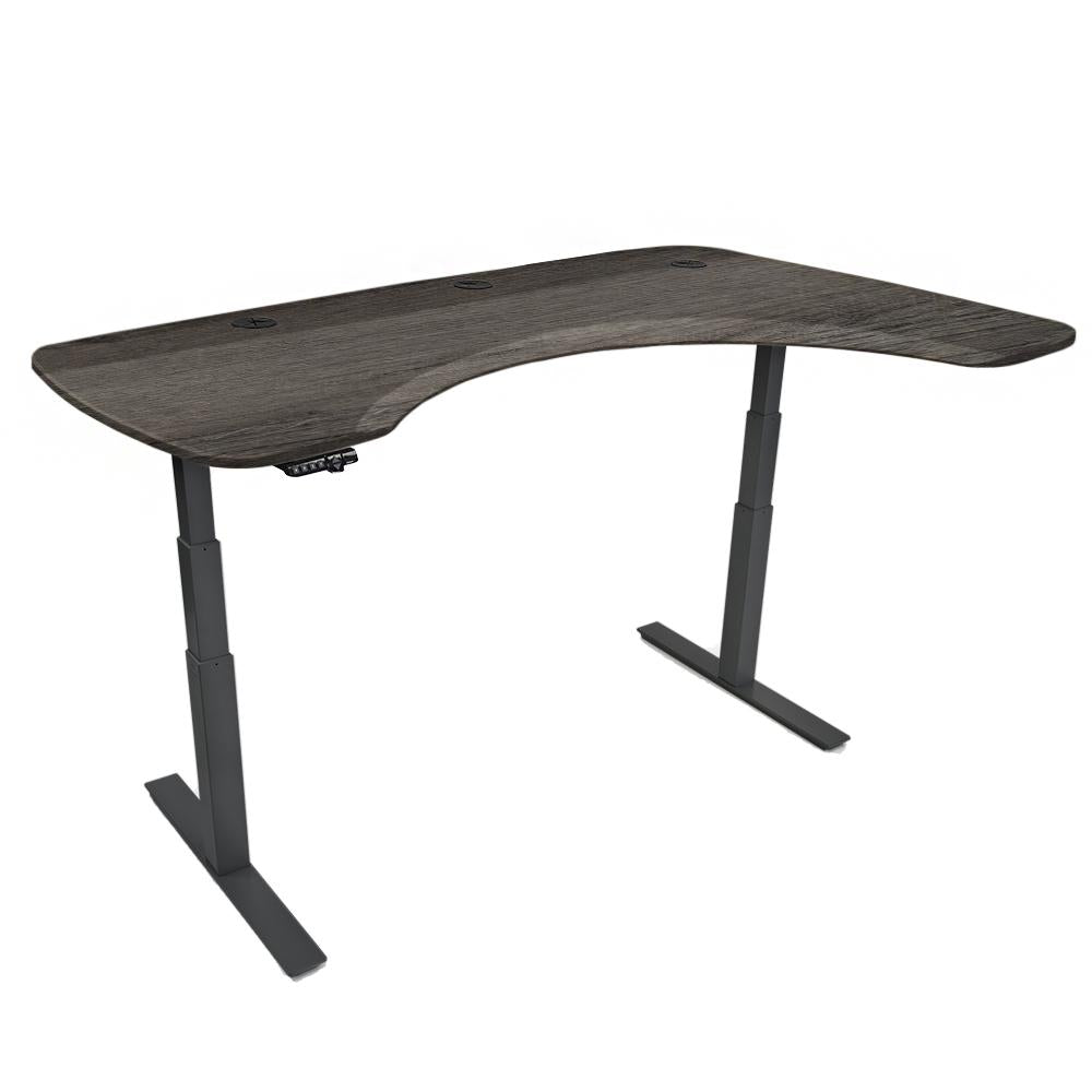 Mojo Executive Non Epicor Mojo Executive: L-Shape Corner Weathered Oak / Black Base / Right Side 72x46
