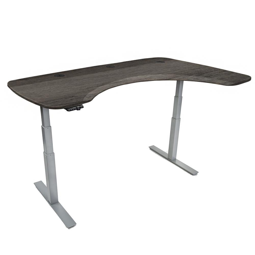 Mojo Executive Non Epicor Mojo Executive: L-Shape Corner Weathered Oak / Gray Base / Right Side 72x46