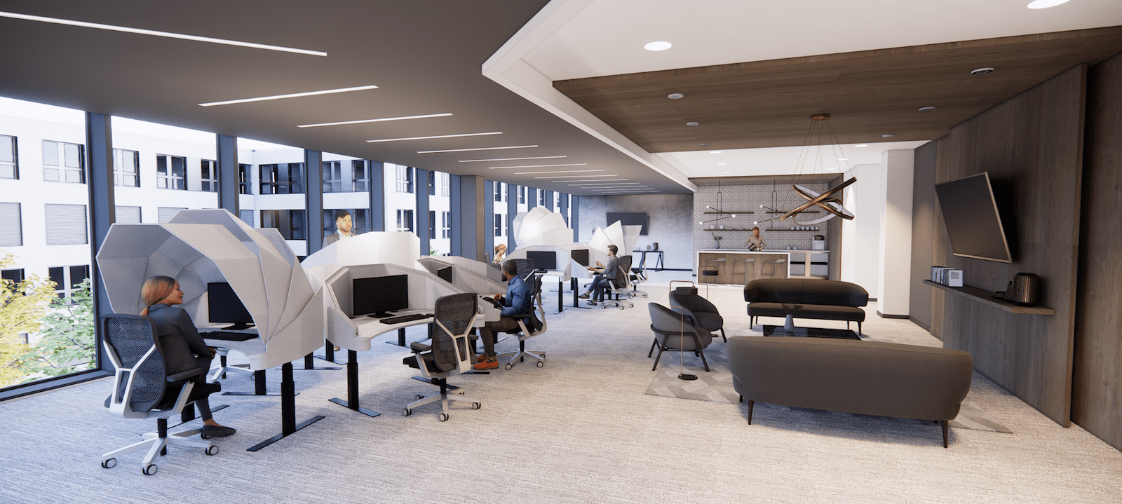 Adjustable Acoustic Paneling Shown in Tech Start Up with Open Floor Plan