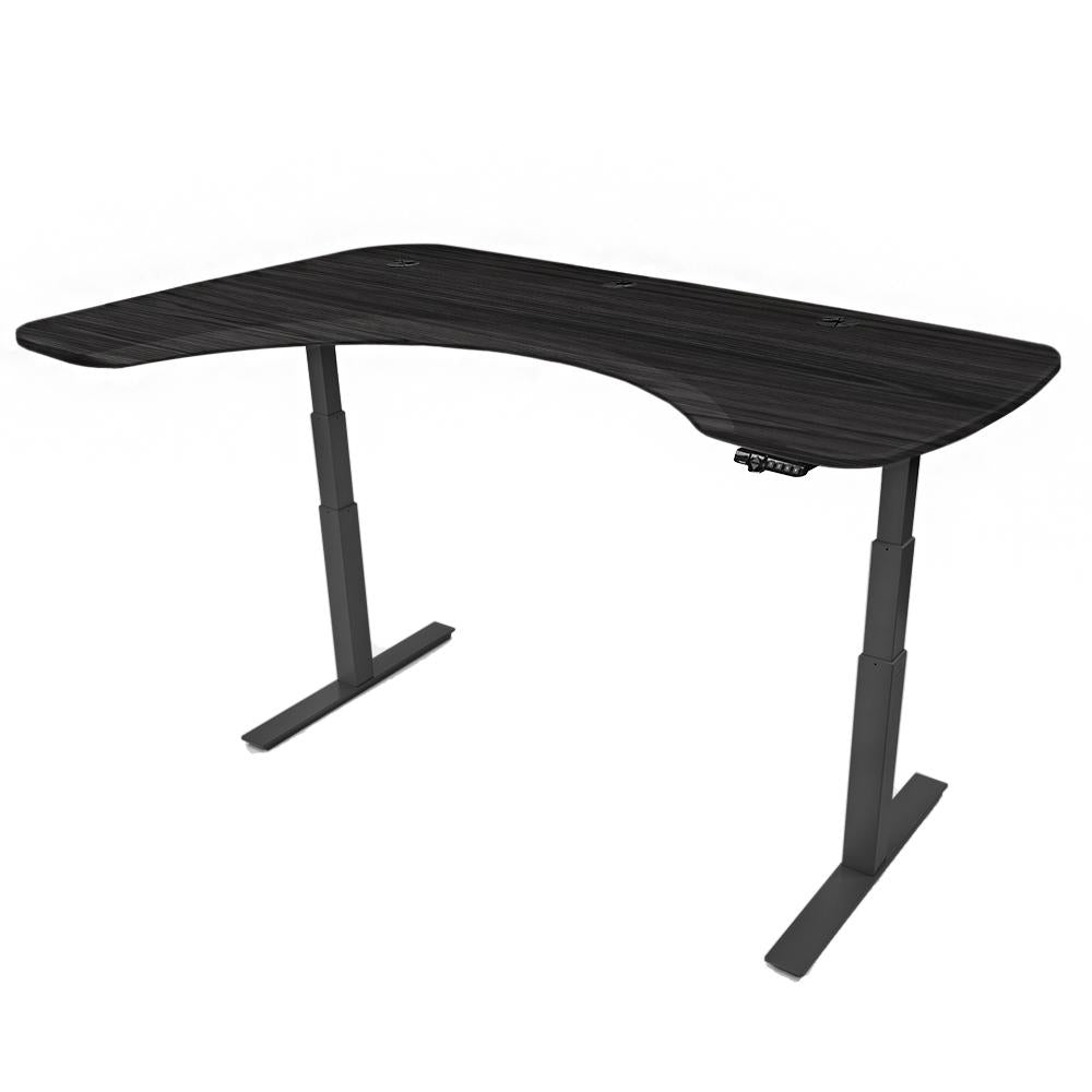 Mojo Executive Non Epicor Mojo Executive: L-Shape Corner Obsidian Oak / Black Base / Left Side 72x46